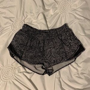 Lululemon black and white patterned shorts.
